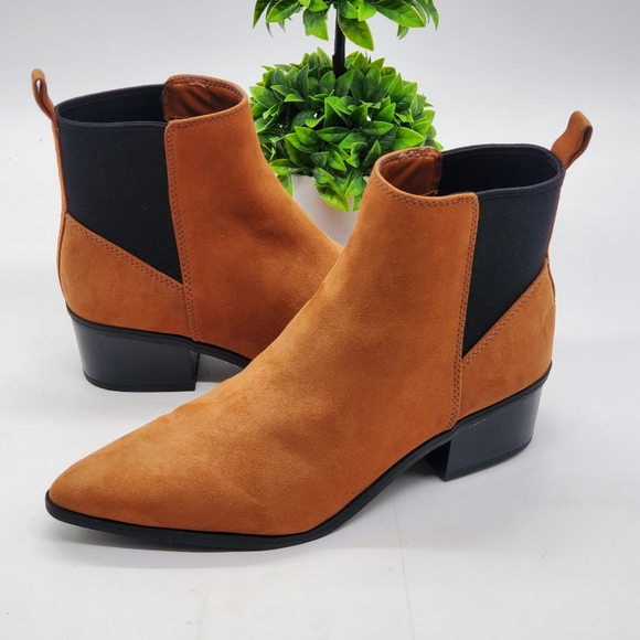 ♡ A New Day Cognac Gwen Ankle Boots Almond Toe Block Heel Size 8.5 - Picture 9 of 9